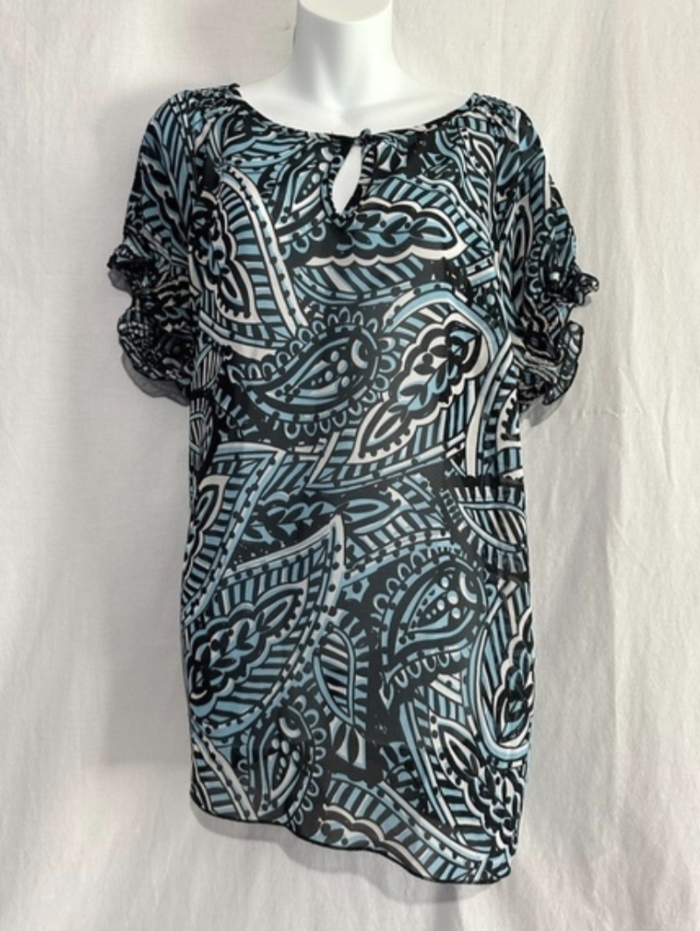 Lane Bryant Blue Black Paisley Print Blouse XL